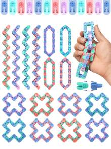 6/12 pièces Jouet bracelet chaîne fluide magique, jouet de trajectoire unique, jouet antistress apaisant, cadeau pour fêtes et festivals (combinaison de couleurs aléatoire)