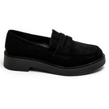 时尚休闲一脚蹬乐福鞋，适合日常穿着 - 黑色 - 查看 3