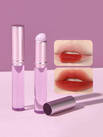 1pc/2pcs Purple Silicone Lip Brush, With Lid, Lovely Gradient Lip Gloss Applicator, Portable Travel Size Makeup Brush