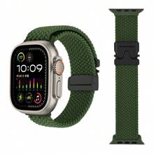 1pc 2025 New Black Nylon Braided Solo Loop Strap Compatible With Apple Watch Band 46mm 45mm 42mm 44mm 41mm Braided Nylon Sport Bracelet Apple Watch Series 10 9 8 SE 5 6 7 Ultra 49mm Strap
