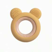 1Piece Silicone Teether Wooden Ring Toy Baby's Cute Bear Shape Teething Toys Travel Accessories Teethers For Babies Newborn Infant Bathing Teether Colorful And - Multicolor - View 9