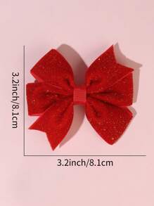 2 件套优雅简约天鹅绒金色蝴蝶结发夹，适合女孩，适合所有季节，非常适合日常佩戴 - 紅色 - 查看 2