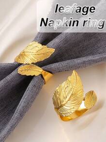 2 件/4 件豪华酒店餐巾环，金箔设计金属餐巾架，适用于婚礼、派对、餐桌装饰（电镀铁，有些不平整但不会影响使用，不建议购买） - 彩色 - 查看 2