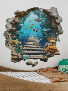 2 pegatinas de pared de tortugas marinas con mundo submarino, para sala de estar, pasillo y dormitorio. Papel tapiz de PVC autoadhesivo extraíble, ideal para cumpleaños, graduación, decoración del hogar, baño, dormitorio, sala de estar, casa, decoración del hogar, papel tapiz personalizado. - Multicolor - Ver 9