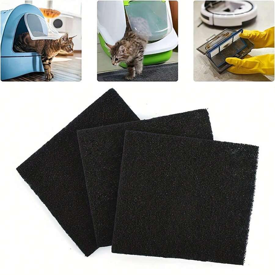 3pcs/Pack Highly Absorbent Activated Carbon Filters For Pet Litter Box, Pet Supplies