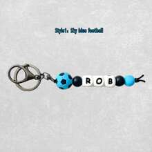 1pc Colorful Football Silicone Keychain, Personalized Handmade Custom Beads, Sports Keychain/Backpack Chain, Sports Gift,Apparel Accessories,Chic Autumn,Boyfriend,Girlfriend,Family,Friends - Silicone Keychain - View 36