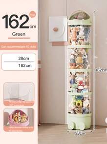 1 个防水透明圆形收纳盒，分层娃娃收纳柱带翻盖，透明易拿，加厚 PET 材质 - 适用于毛绒玩具、娃娃等 - 完美的家居收纳和节日礼物