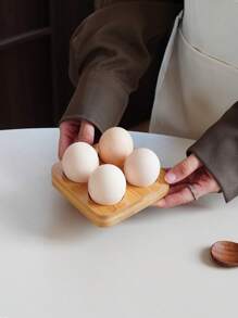 1pc Multi-Slot Paulownia Wood Egg Tray, Nordic Pastoral Style Egg Storage Box, Suitable For Kitchen, Dining Room Egg Organizer Rack, Baking/Refrigerator Egg Carton, Gift Idea, For Easter Day, Egg Storage Trays