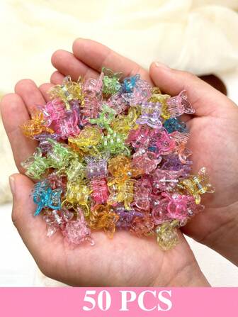 50 piezas de pinzas transparentes y brillantes para el cabello con diseño de mariposa, accesorio para el cabello con clips de colores múltiples tipo dopamina, clips para el cabello, pinzas para el cabello, sujetadores para el cabello, accesorios para el cabello para mujer para vacaciones y atuendos