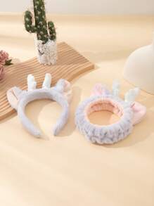 1pc Deer Horn Headband/Hair Hoop, Soft Plush Deer Ear Hair Hoop/Headband, Simple Women Makeup Wash Face Hairband, Won't Damage Hair, Suitable For Long/Short Hair, Home, Face Mask, Costume