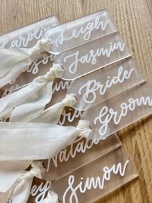 10pcs Frosted & Transparent Acrylic Wedding Place Cards - DIY Handwritten Table Decor For Weddings, Dinners & Events, Double-Sided Protective Film, Ribbon Not Included