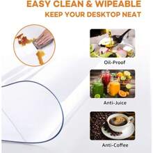PVC Clear Table Protector - Multisize Thick Transparent Plastic Desk Cover, Rectangular Night Stand, Office & Computer Desk, Sofa Table, Small Desk Protector - Transparent-1.0mm - View 3