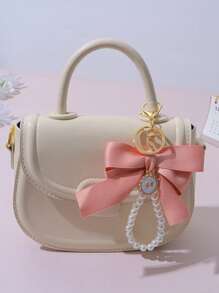 Chic Bow And Pearl Beaded Keychain Wristband, Butterfly Pendant Design, Suitable For Keys, Wallets, Mobile Phones, Fashionable Women'S Accessories With Gold Details, Bow Pearl Jewelry Buckle Pendant, Perfect Bag Pendant. - Multicolor - View 3