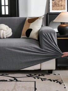 1pc Stretchable Sofa Cover, Slip Resistant Full Coverage Sofa Seat Cushion Cover, Machine Washable Dust Proof, Color Fast, Pet Friendly, For Bedroom, Office, Living Room, All Season - Grey - View 4