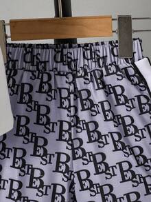 Tween Jungen Set mit kurzärmligem T-Shirt und Shorts mit Buchstabengrafik - Weiss - Übersicht 5