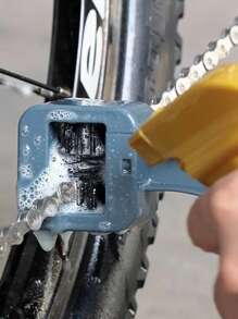 1pc MTB Bicycle Chain Cleaning Brush, Plastic Chain Gear Trash Wheel Brush, Portable Bicycle & Motorcycle Cleaning Tool, Rim & Tire Care - Grey - View 2