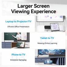 VENTION 4K USB C 转 HDMI 线，仅 Type-C 转 HDMI，支持 &HDCP 2.2 音频和 3D 视频同步，兼容显示器、投影仪、平板电脑、手机、笔记本电脑、电视 - 黑色 - 查看 7