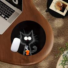 1pc Funny & Cute Mouse Pad, Round Office Desk Mouse Pad With Anti-Slip Rubber Base, Mini Travel Mouse Pad For Laptop, Computer, Home, Office, Study & Gaming, 7.8"*7.8"*0.08" - Multicolor - View 5