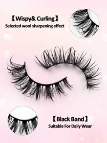 Sibeuna 7 Pairs Cartoon Anime False Eyelashes, Natural Makeup Effect, Moisturizing Lightweight False Lashes, Eyelash Extension, Makeup Tools - 尖尾漫畫款 - 查看 4