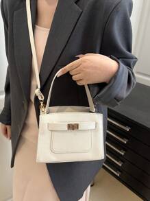 Bolso bandolera cuadrado de unicolor con bolsillo lateral y cierre, ideal para compras, carteras, compras, mujeres jóvenes, estudiantes universitarios, recién llegados y trabajadores de cuello blanco. Son muy adecuados para oficinas, universidades, trabajo, negocios, traslados, actividades al aire libre, viajes y salidas