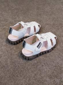 1 Pair Summer Fashion Casual Versatile Holiday Style Outdoor Children Flat Ankle Strap Closed Toe Roman Sandals - White - View 4