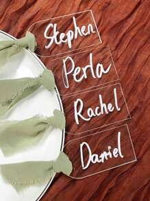 10pcs Frosted & Transparent Acrylic Wedding Place Cards - DIY Handwritten Table Decor For Weddings, Dinners & Events, Double-Sided Protective Film, Ribbon Not Included