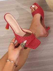 Women Strap Peep Toe High Heel Sandals, Black Square Toe, Red Square Toe, White High Heels, Black High Heel Sandals, Gold High Heels, Silver High Heels, Evening Dress Shoes, Fashion Simple Elegant Strappy High Heel Shoes