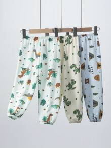 Young Boy 3pcs/Pack Cartoon Pattern Anti-Mosquito Ankle Length Pants - Multicolor - View 3