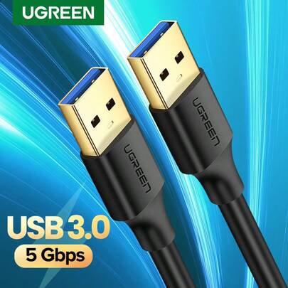  UGREEN USB 3.0 タイプA オス-オス データ転送ケーブル、高速転送、外付けハードディスク、DVD、ノートパソコン クーラー、Blu-rayプレーヤーなどに、金メッキ
