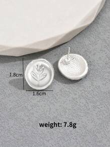 1 对复古玫瑰花圆形女士休闲耳环