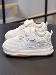 1 双休闲婴儿运动鞋，幼儿女孩步行鞋，轻便防滑户外春秋鞋，男孩小白平底鞋 - 白色 - 查看 5