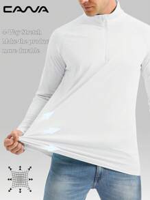 Cavva 男士 UPF 50+ 长袖衬衫夏季透气轻薄柔软 T 恤 1/4 拉链 T 恤徒步钓鱼跑步