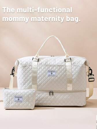2件套多功能大容量防水孕妇住院包 - 可转换成单肩/双肩包，带储物袋和奶瓶袋，方便出行 - 适合孕期、产后恢复和带宝宝外出