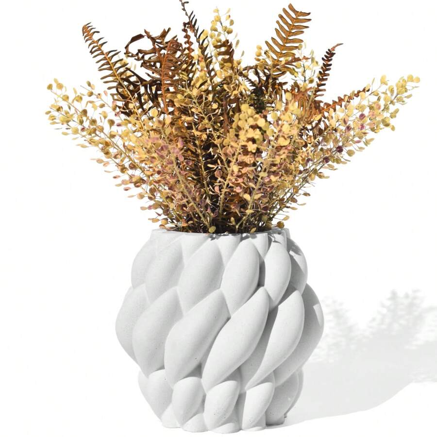 Decorative Handmade Vase Ball M In Mineral Resin - 13 Cm - 白色 - 查看 1