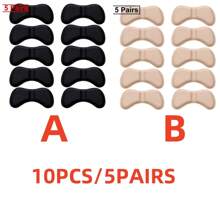 5 Paires/10 pièces de coussinets épais pour l'arrière des chaussures de demi-taille, anti-usure, antidérapant, talon invisible, autocollant ajustable, respirant, convient à tous types de chaussures