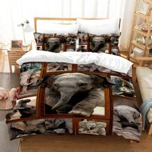 3pcs Elephant Patterned 3D Digital Printing Bedding Set