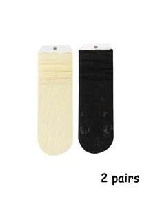 1/2/3 pares de medias con dedos de mujer en color blanco con ribete de encaje, medias abiertas con diseño calado para usar con sandalias, medias ligeras de verano, medias de media pantorrilla con división de dedos y borde de encaje para estudiantes