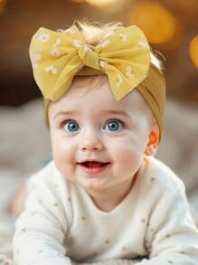 3件套雏菊发箍，可爱花朵蝴蝶结发箍，白色雪纺蝴蝶结发箍，弹性发圈，儿童及婴儿发饰 - 彩色 - 查看 2