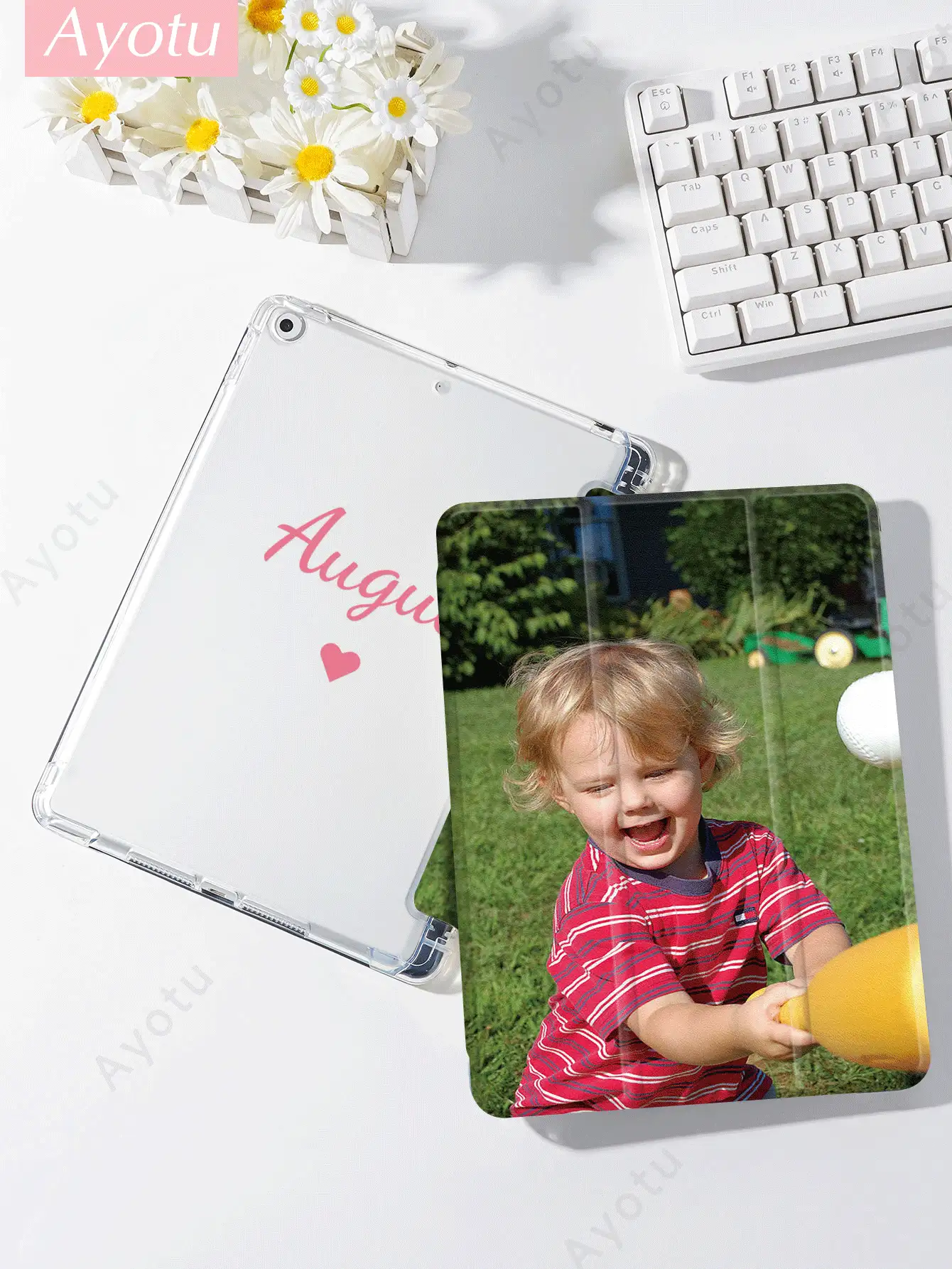 Ayotu Ốp bảo vệ iPad thế hệ thứ 10 tùy chỉnh hình ảnh và văn bản, in hai mặt cá nhân hóa, ốp da tùy chỉnh tương thích với iPad 7/8/9 10.2 inch, tương thích với Samsung Galaxy Tab S7/S8 11 inch, Tab A7 Lite 8.7 inch, ốp bảo vệ máy tính bảng tự làm, vỏ DIY sáng tạo, quà tặng tùy chỉnh cho trẻ em, gia đình, thú cưng, sinh nhật, kỷ niệm, năm mới, quà tặng trường học, ốp máy tính bảng tùy chỉnh, thoải mái dễ chịu, 2025phonecase - Nhiều màu - Xem 3