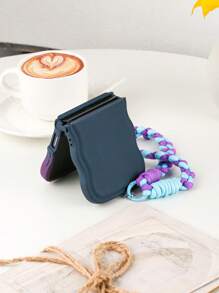 1pc Macaron Color Gradient Silicone Knitted Ombre Wristband Wavy Protective Phone Case, Compatible With Galaxy Z Flip3 5G, Galaxy Z Flip4 5G, Galaxy Z Flip5 5G, Galaxy Z Flip6 5G