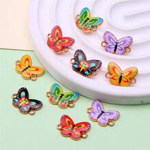 10 件金属首饰 DIY 配件双蝴蝶吊坠珠连接器，亚克力蝴蝶饰物 - 10pcs - 查看 6