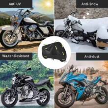 1pc 210D Waterproof Oxford Motorcycle Cover, All-Weather Protection Against Sun, Dust, Snow And UV, With Lock Hole, 7 Reflective Strips, Suitable For Bicycle, Motorcycle, All Seasons