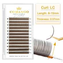 CoMango 12排C/D棕色5D花型假睫毛，蓬松浓密，纤长轻盈，预先扇形排列的睫毛簇，单根假睫毛，假睫毛，仿睫毛 - 棕色 - 查看 17