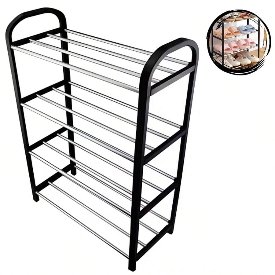 Shoe Rack Multipurpose Shoe Shelf Organizer - Black - View 1