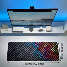 120 X 60 厘米厚鼠标垫，带缝合边缘，彩色桌垫 - 防滑橡胶底座，3 毫米厚度 - 黑色 - 查看 7