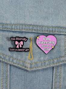 1pc "I'm Literally Just A Girl" Pink Heart Brooch, Fashion Accessory For Clothes & Bag, Gift For Friends - Pink - View 3