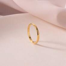 1pc Women's Fashion Classic Stainless Steel 2mm Wide Ring - Gold - View 2
