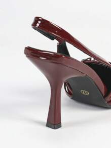 女士勃艮第时尚简约舒适尖头细高跟鞋，日常休闲时尚百搭高跟鞋 - 酒紅色 - 查看 6