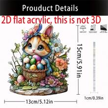 Easter Rabbit Ornament 2D Flat Acrylic Decorations Easter Eggs Bunny Desktop Decor Ornament Crafts - Colorful - View 7