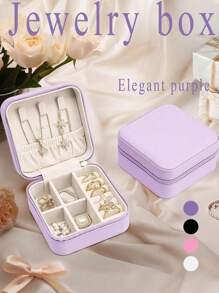 1个大容量首饰盒，首饰收纳盒，便携式首饰盒，可拆卸首饰盒，便携式拉链旅行首饰盒，迷你便携式首饰盒，多功能首饰展示盒，PU皮革化妆盒，北欧简约首饰盒，旅行和居家首饰盒，情人节、妇女节、圣诞节、感恩节最佳礼物，适合节日、海滩、浴室、卧室等场所，大容量 - 彩色 - 查看 13